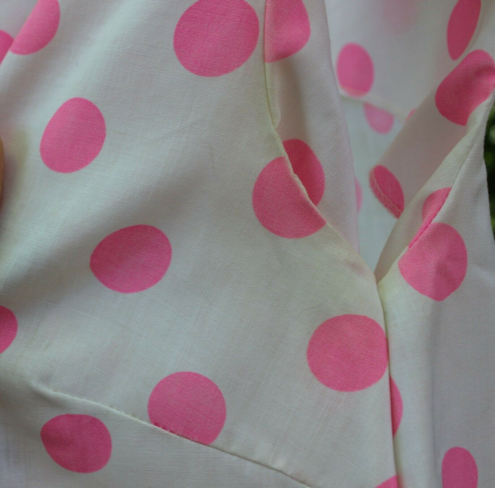 Vintage 1960’s White w Pink Polka Dots Housedress Dress Bust 40