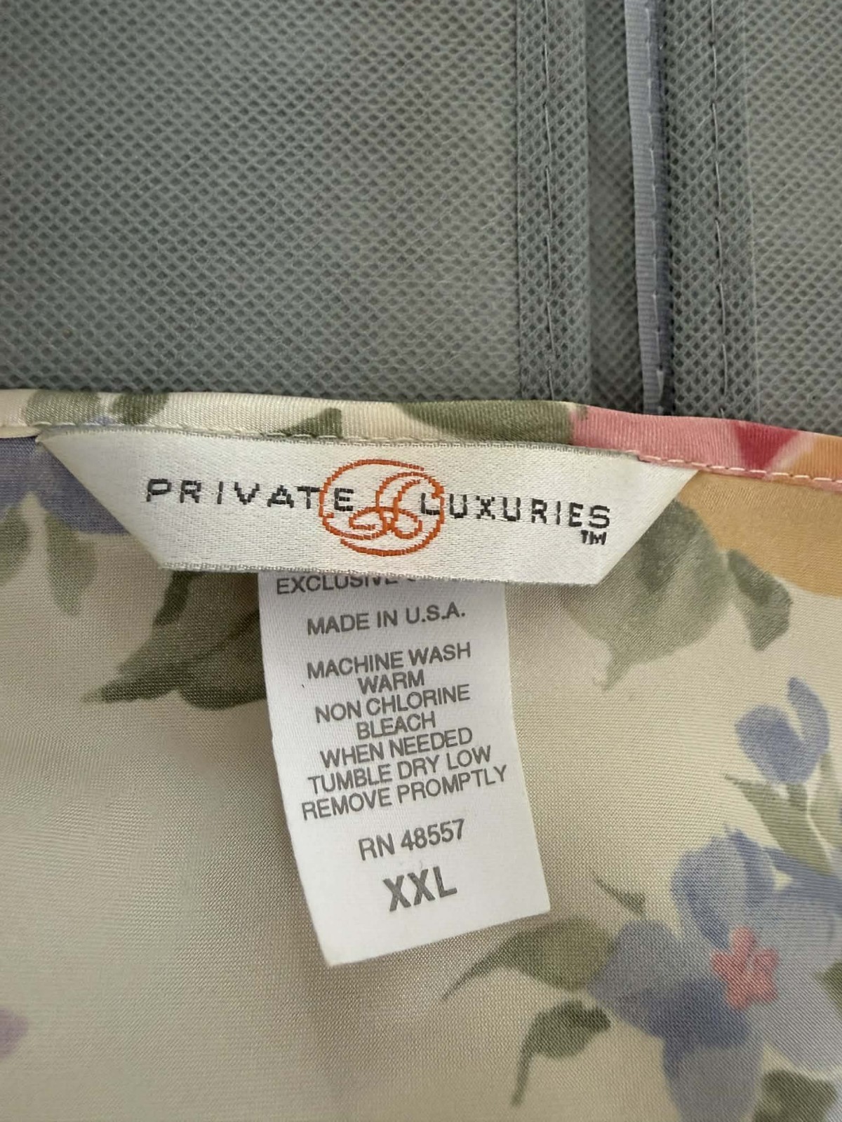 Vintage Private Luxuries Floral Satin Chemise Nightgown Slip XXL Made in USA