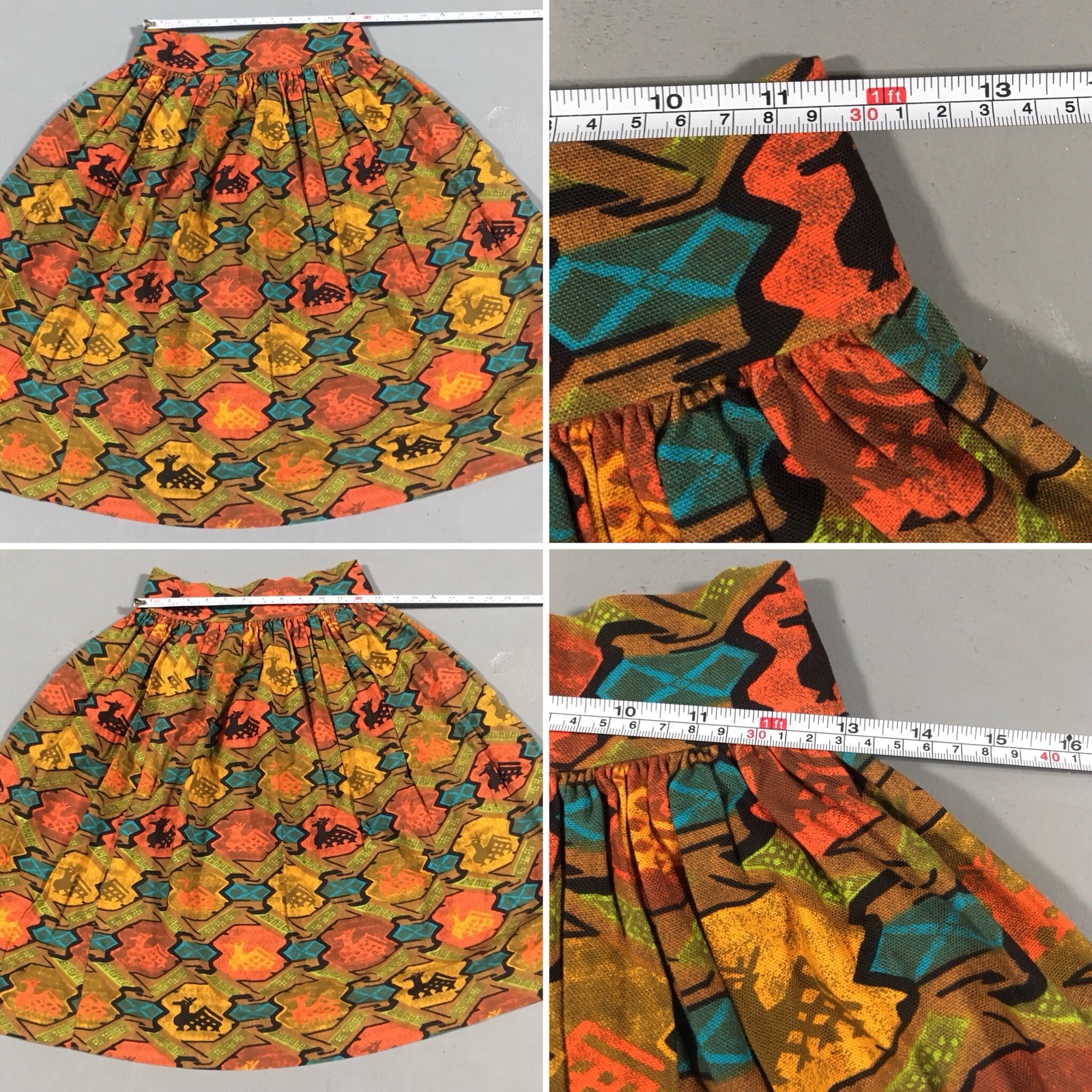 Vintage Skirt ELITE Metal Zipper 50s 1950s 26 1/2” Waist South American Print?
