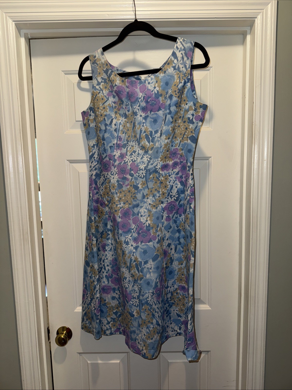 Vintage DASH ABOUT Blue Floral Sleeveless DRESS – Size 10- EUC
