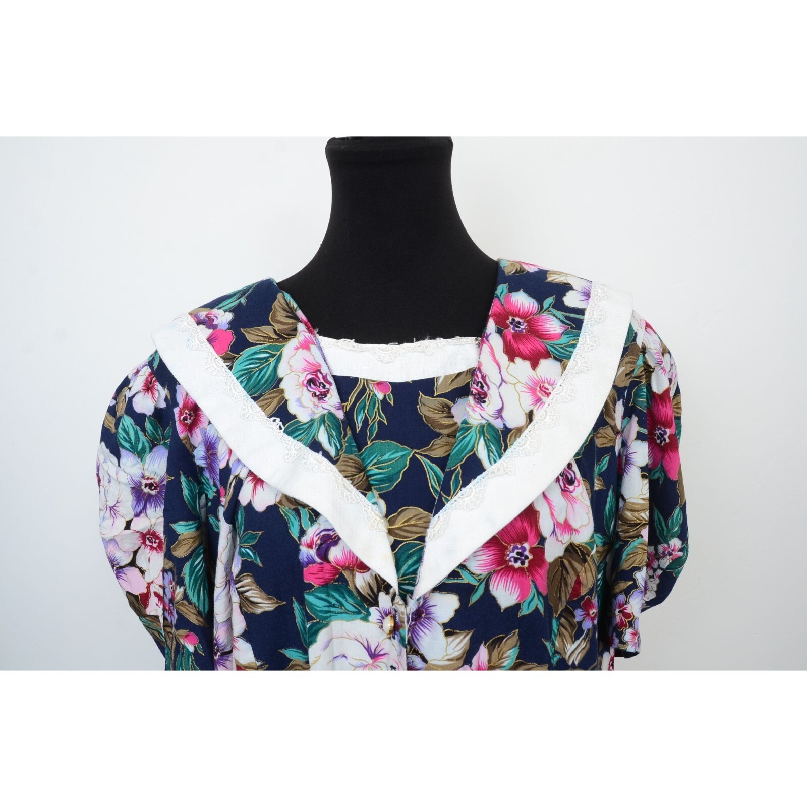 Vintage 80s Lisa II Women’s Plus Size 20P Petite Floral Lace Prairie Dress