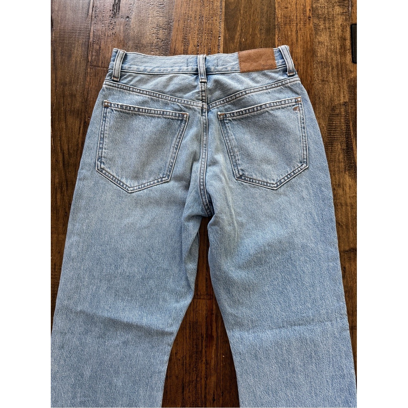 Madewell Petite ’90s Straight Jeans Revoir Wash High Rise Raw Hem 24P Rigid