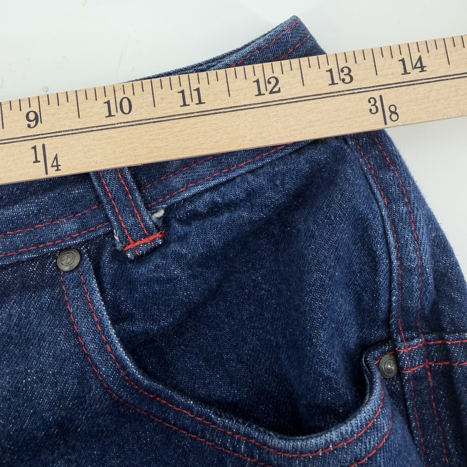 Vintage 80s Halston III 25×27.5” Modern Size 0/2 High Waisted Jeans Red Stitch