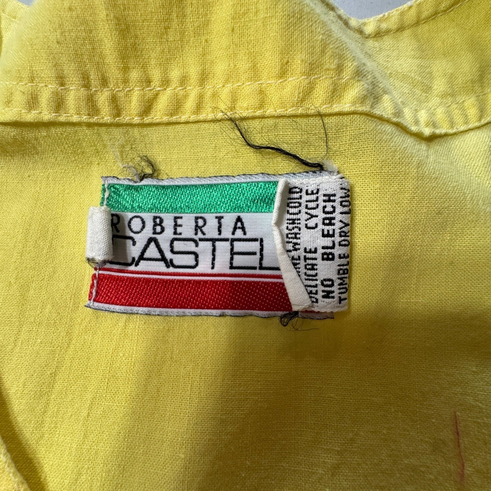 Vintage 80s Pastel Button Down Dress Womens Large Yellow Sleeveless Midi