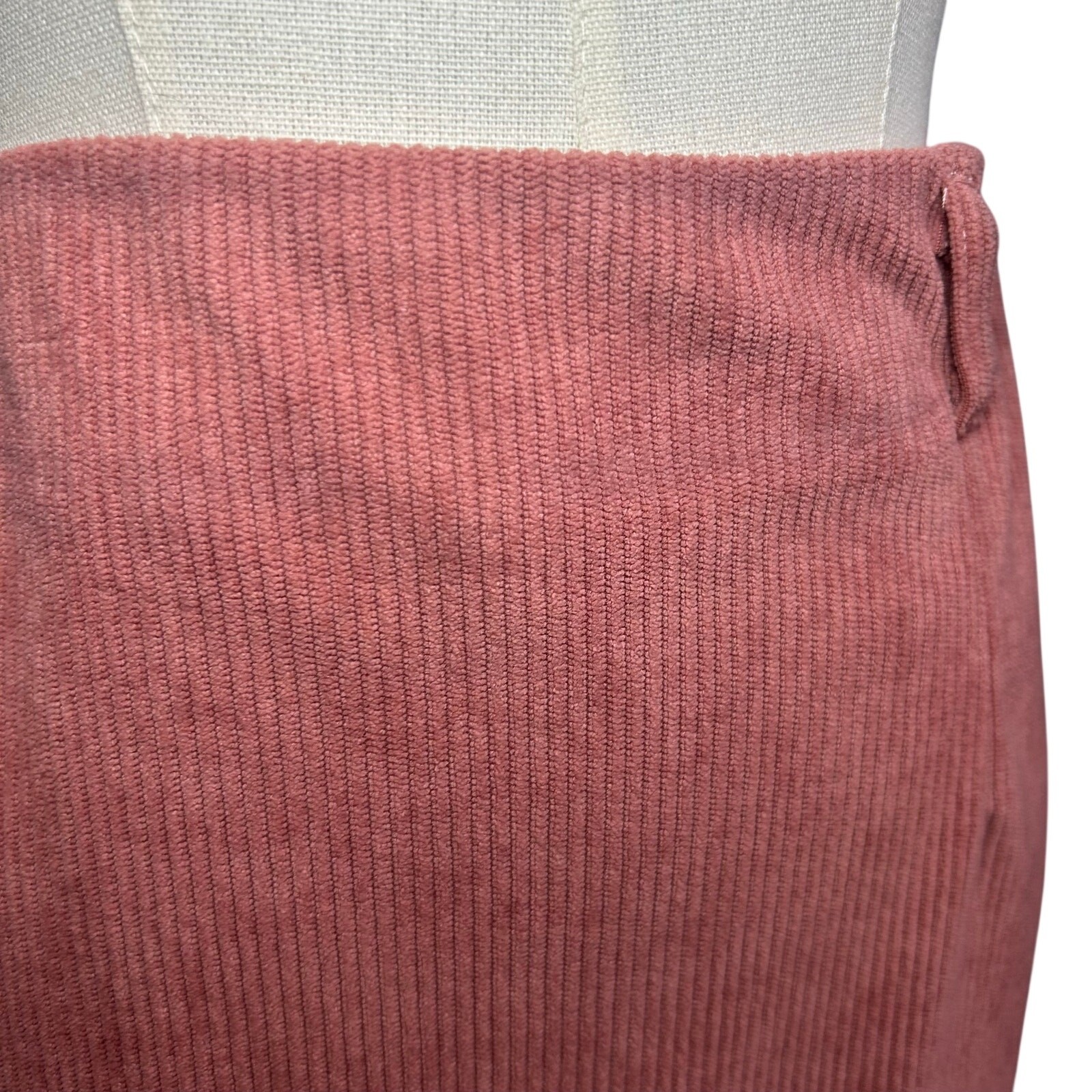 VTG 90s Mauve Thick Corduroy Midi Skirt M Grunge Minimalist Casual Cottage Boho