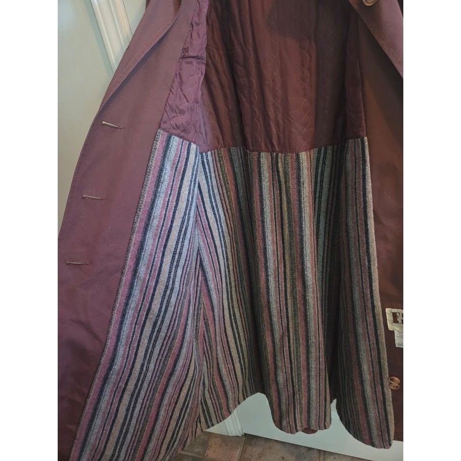 F.S. Ii Vintage Womens Brown Hooded Trench Coat Belted Size 9 Made in Korea
