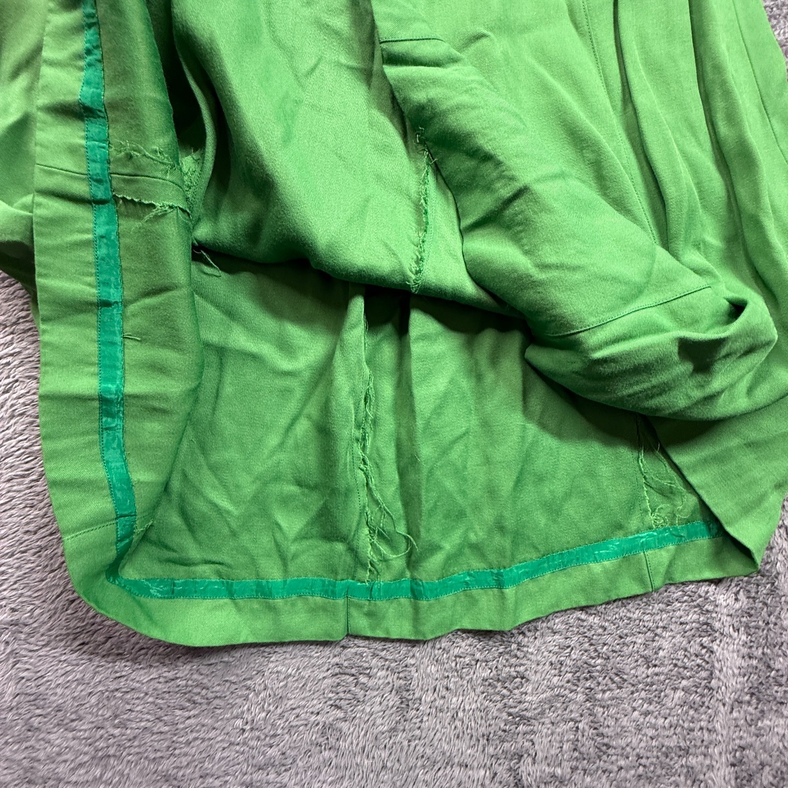 Vintage 70s Green Gabardine Pleated Maxi Skirt Womens Flower Button Back Zip XS