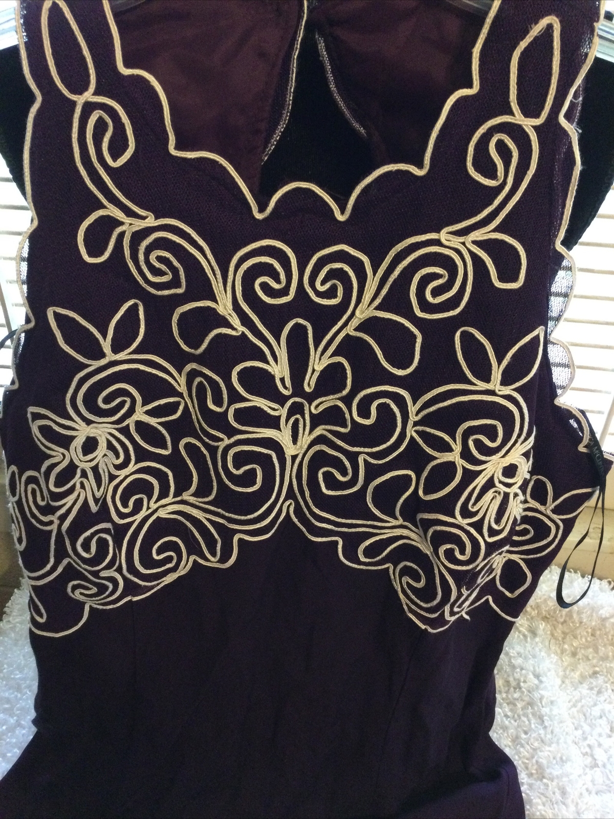 Vintage Scott McClintock Petites Sz.8 Formal Sheath Burgundy w/White Scrollwork