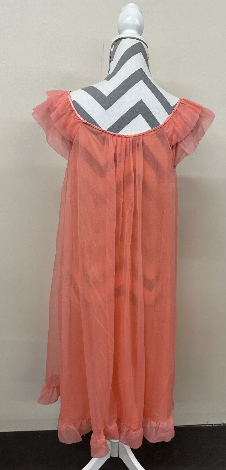 GOSSARD ARTEMIS 3 Piece Vtg Peignoir Robe Nightgown Set Chiffon Nylon Medium FS