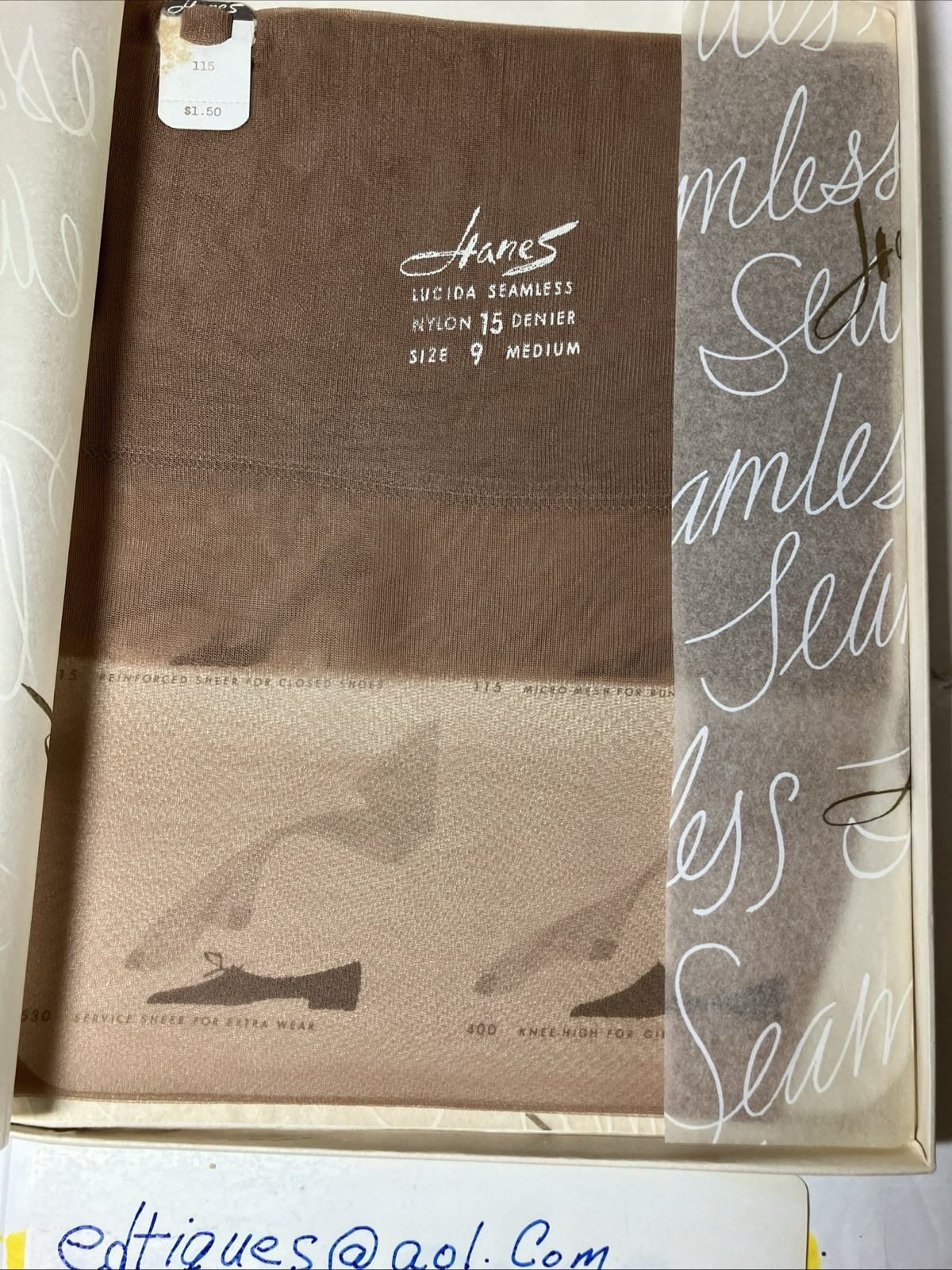 3 PR Vintage Hanes BARLEY THERE 115 RHT Nylon Stockings Sz 9 Reinforced Heel Toe