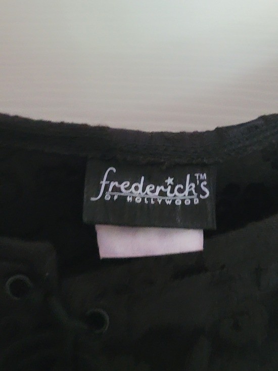 Vintage Frederick’s of Hollywood Black Jacquard Lace-Up Bustier Corset Top Sz L