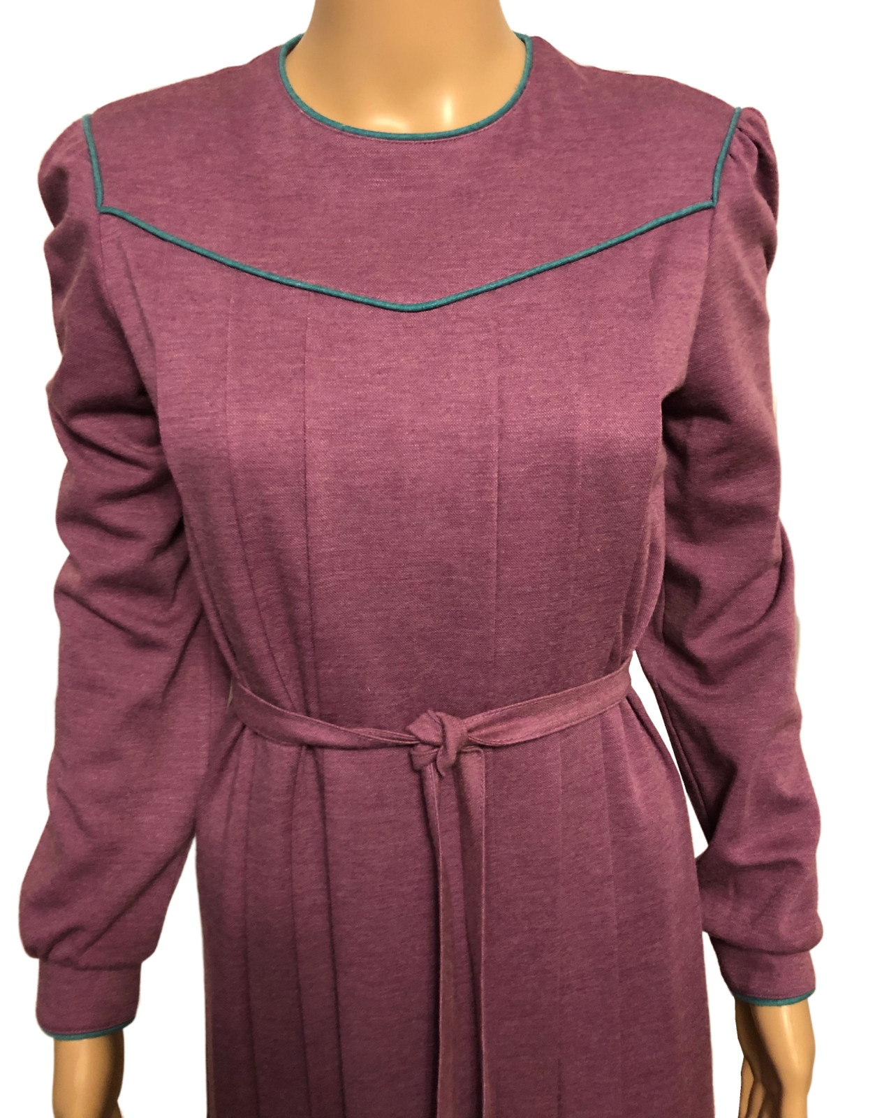 vtg BUTTE 70s 80s Wool Blend Dress Sz 12 Magenta Removable Belt NWT Deadstock