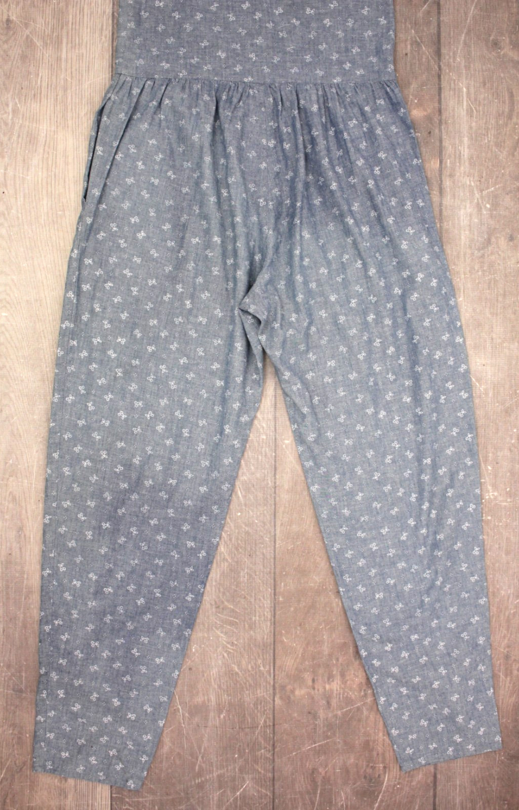 Vtg Women’s 80s 90s Blue Cherry Print Laura Ashley Fabric Jumpsuit W/ Belt XS