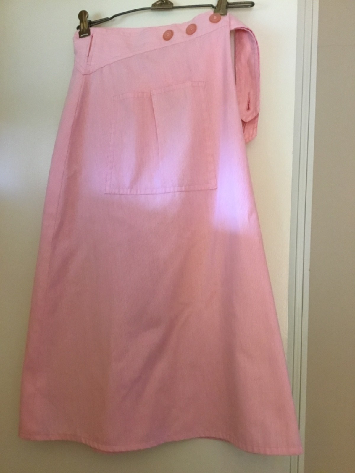 VTG 60s 70s Pink Striped Wrap Midi Skirt w Pockets Lombardi of Hartford – LARGE