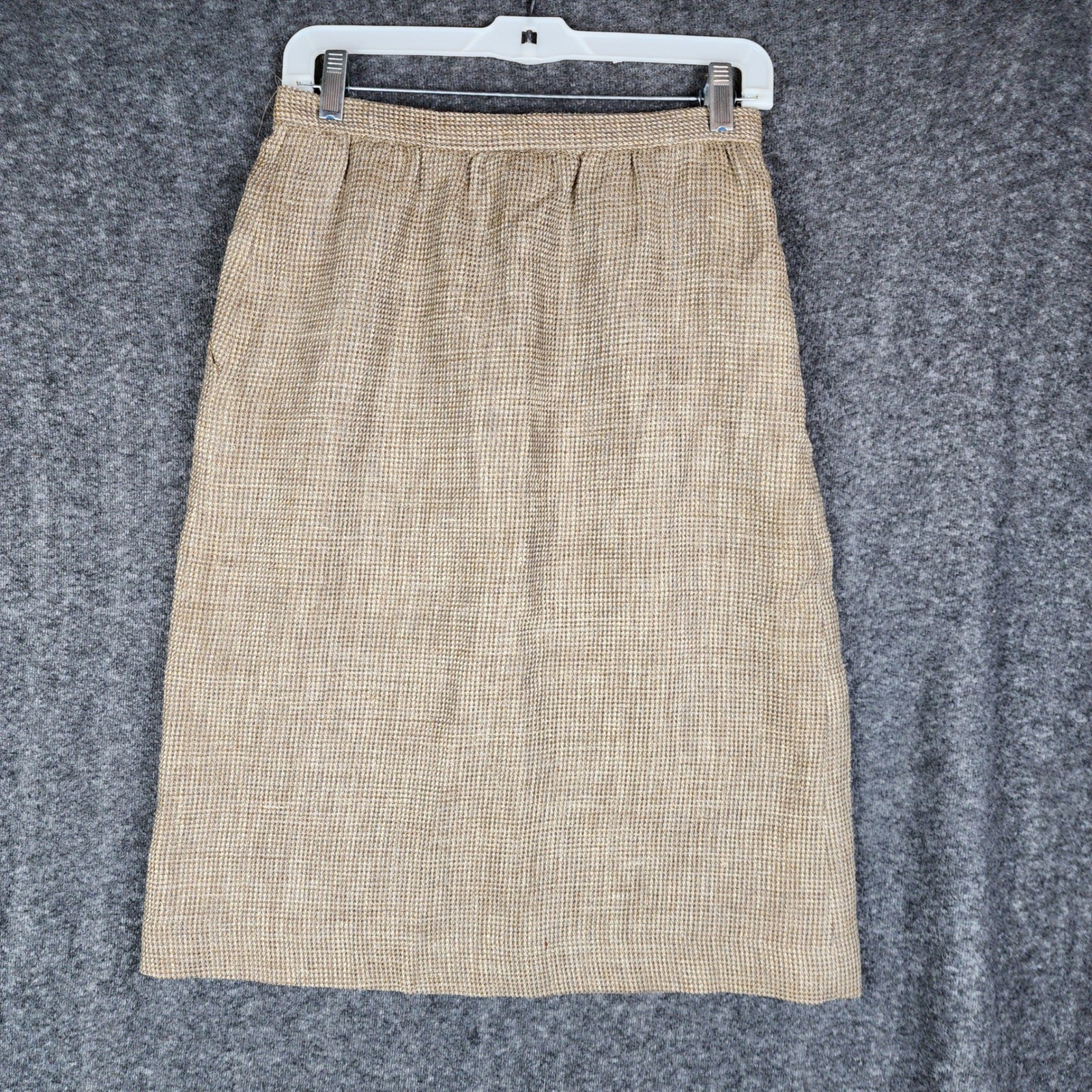 Haggar Classics Skirt Women 26 Brown 100% Pure Wool Tweed Midi Vintage