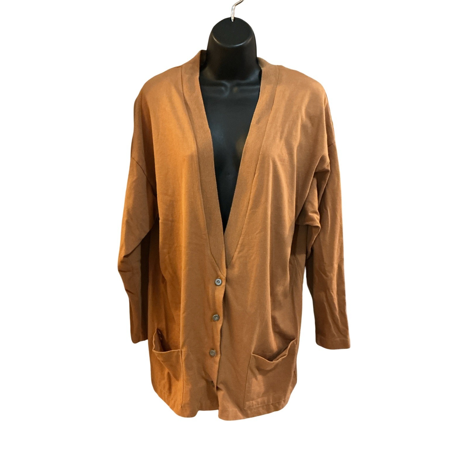 Vintage Juice Oversized Cardigan Brown Button Front Pocket Sweater Medium 0345