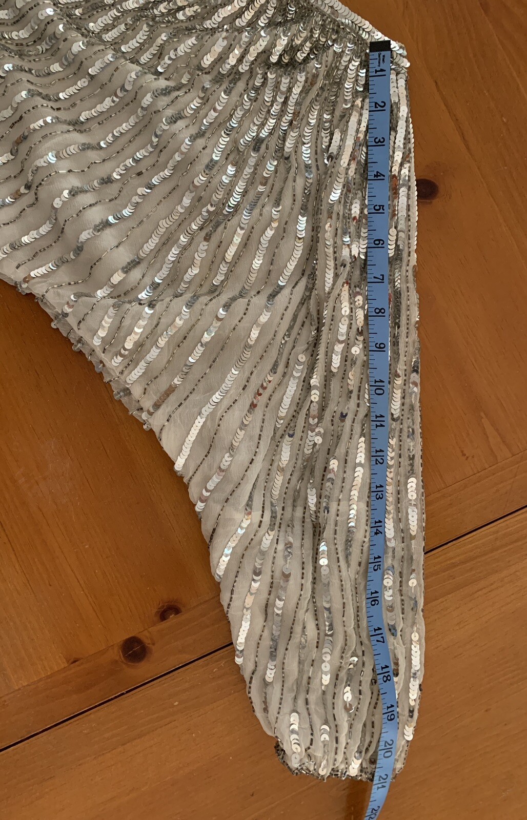 Vintage Three Flaggs 100% Silk Beaded Sequin Top Silver Color Size M