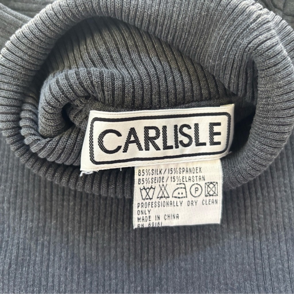 Carlisle Women’s Vintage Silk Blend Turtleneck Sweater in Charcoal Grey Sz M