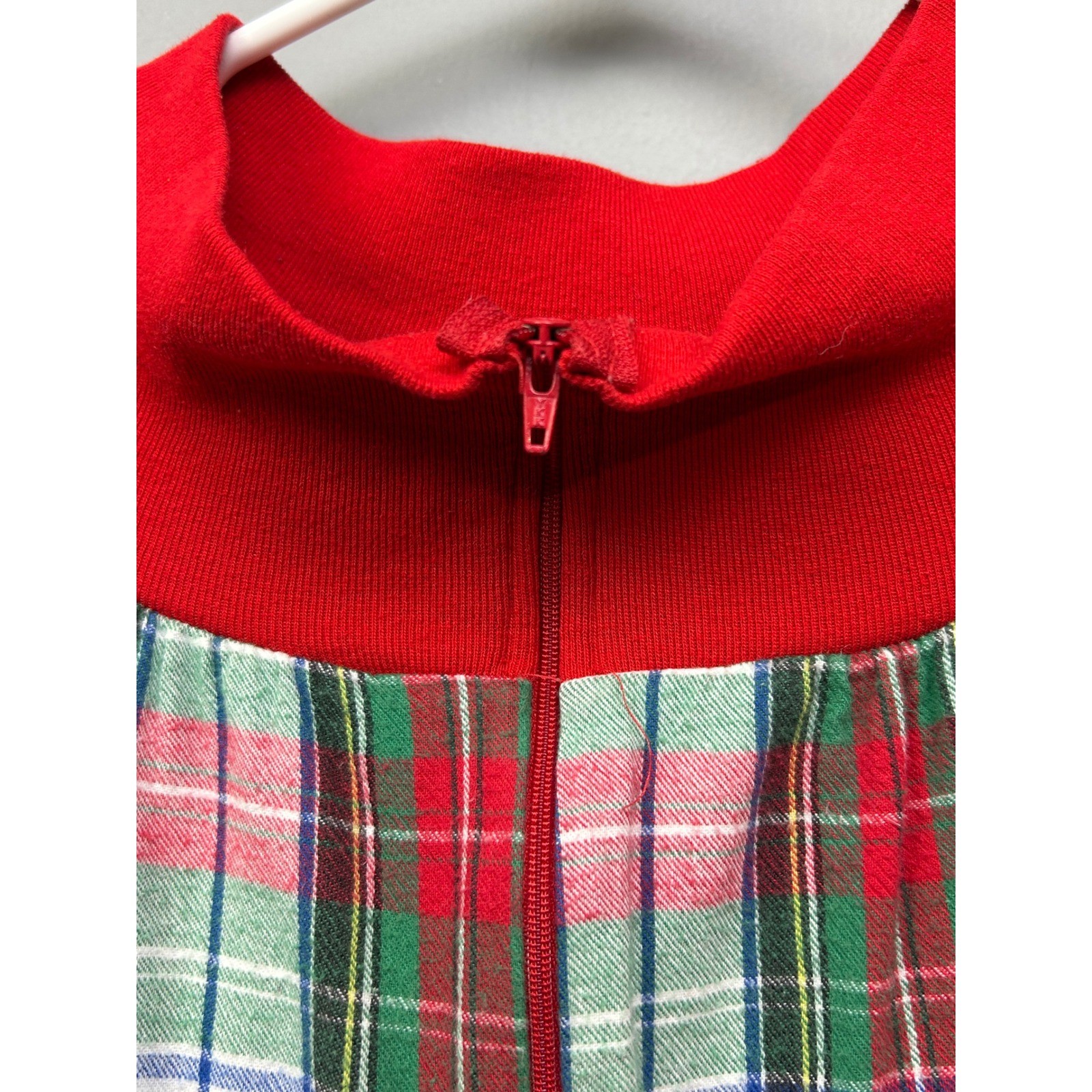 The Tog Shop Nightgown Womens Large Red Green Plaid Cotton Zipper Lounger Vtg