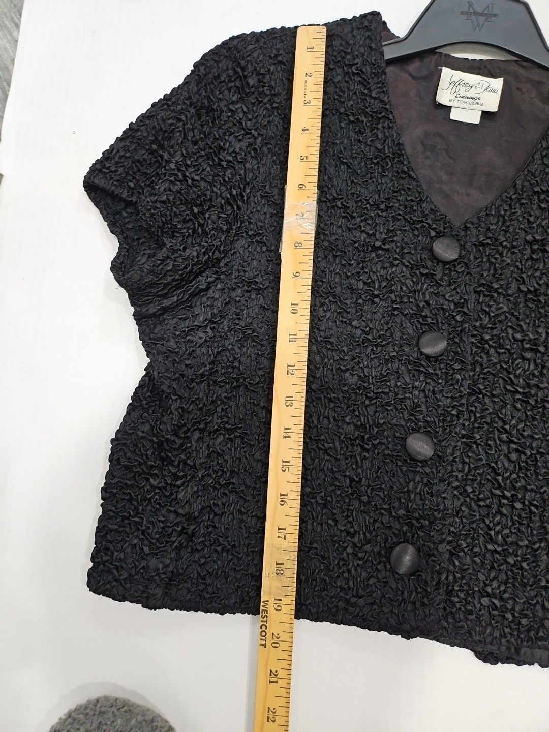 Jeffrey & Dara Evenings By Tom Barra Jacket Crinkly Short Sleeve Sz 12