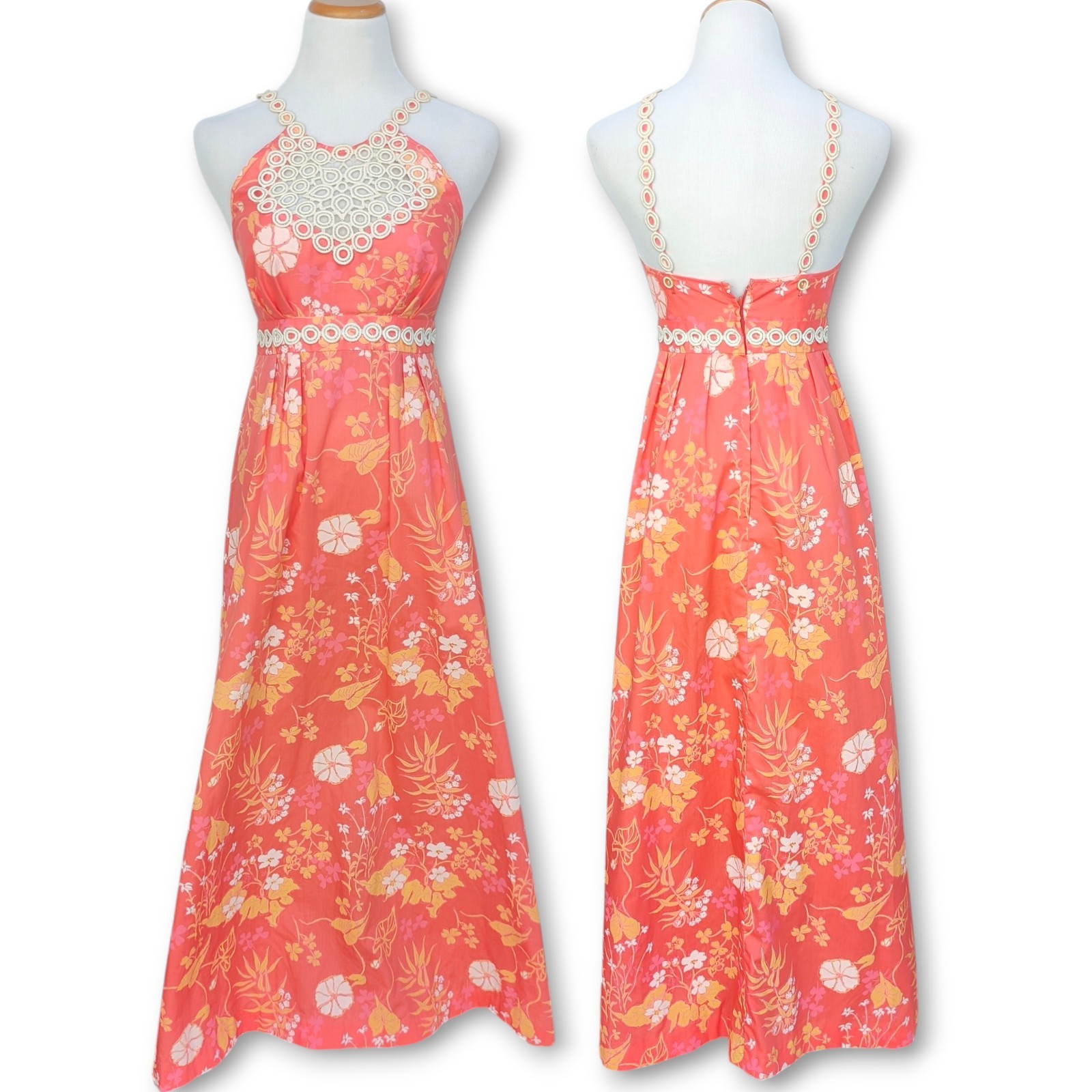 VTG The Lilly by Lilly Pulitzer Palm Beach 1960s Floral Empire Waist Maxi Dress