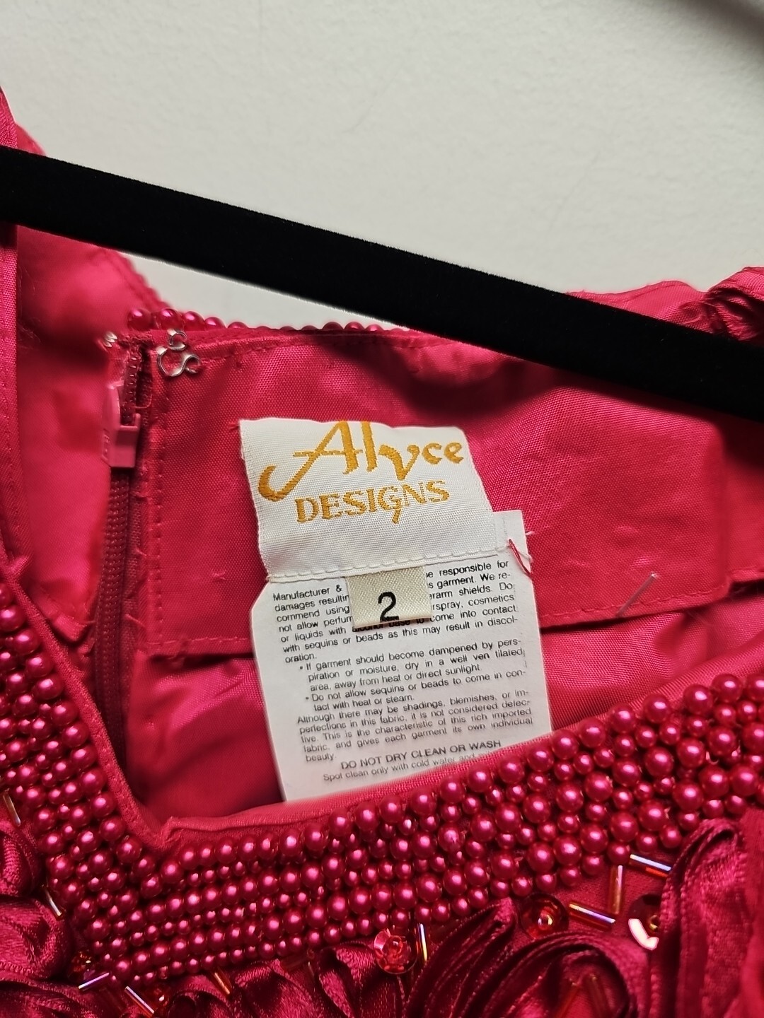 Alyce Designs Vintage 80s Pink Sequin Pageant Prom Party Formal Dress size 2 Zip