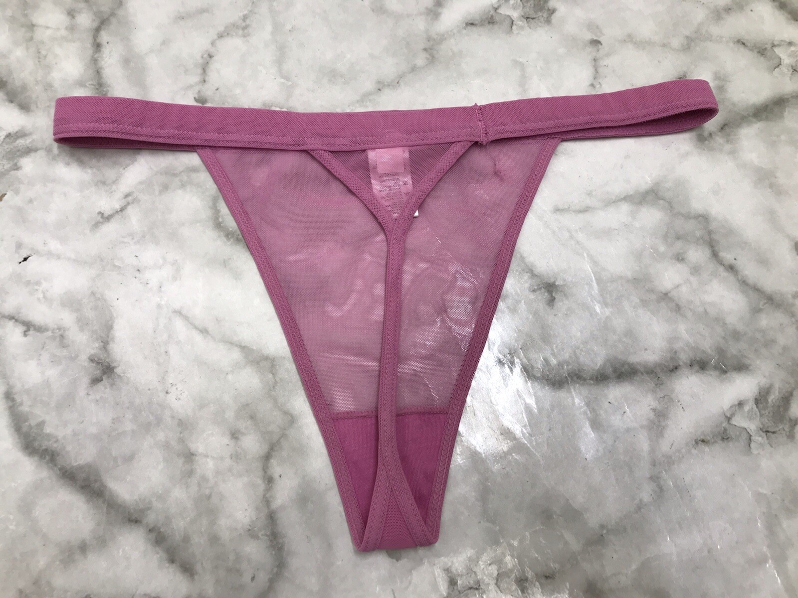 Rare Thong String Soft Mesh Rhinestone Panty Purple Underwear Sz Medium NWOT