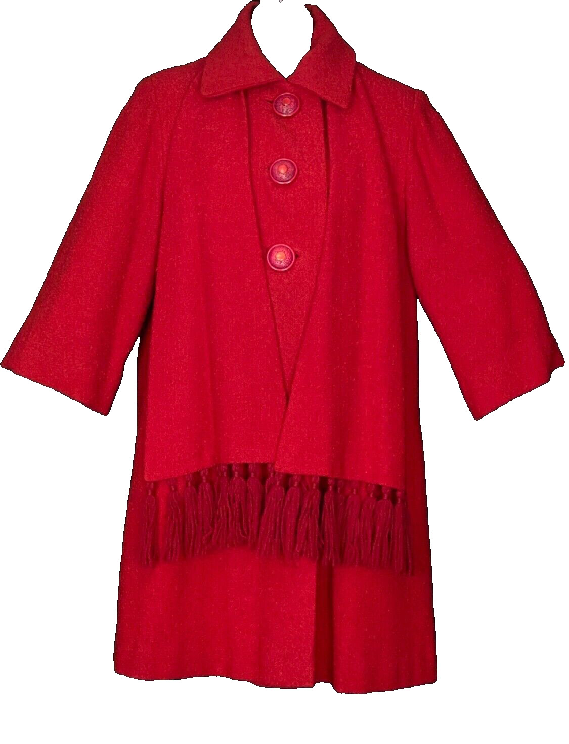 Vintage 1950s red wool jacket, swing coat, scarf set Rothmoor pin up formal S M