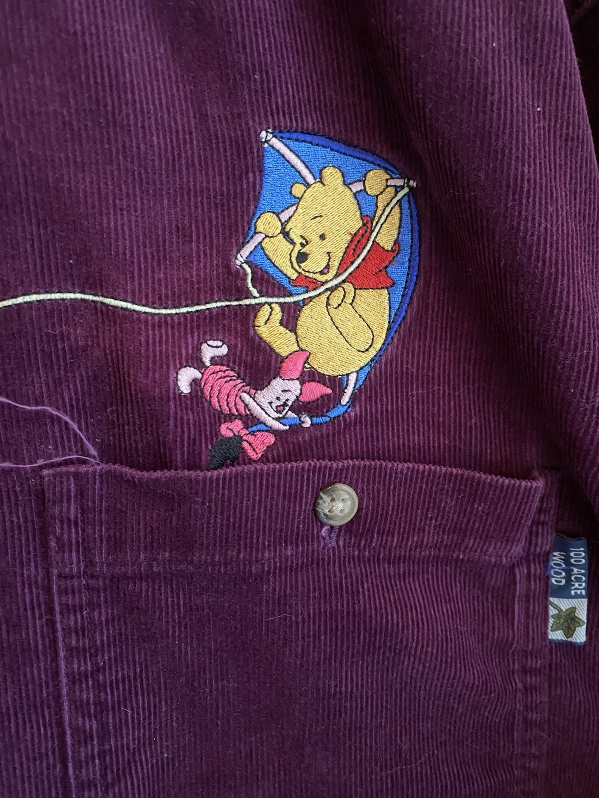 Vintage XL Purple Corduroy Winnie the Pooh Tigger 100 Acre Woods Disney Shirt