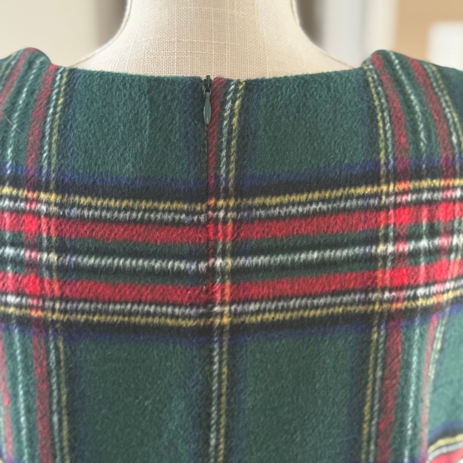 Plaid Sleeveless Shift Dress Tartan Holiday Preppy Mini Dress Red Green