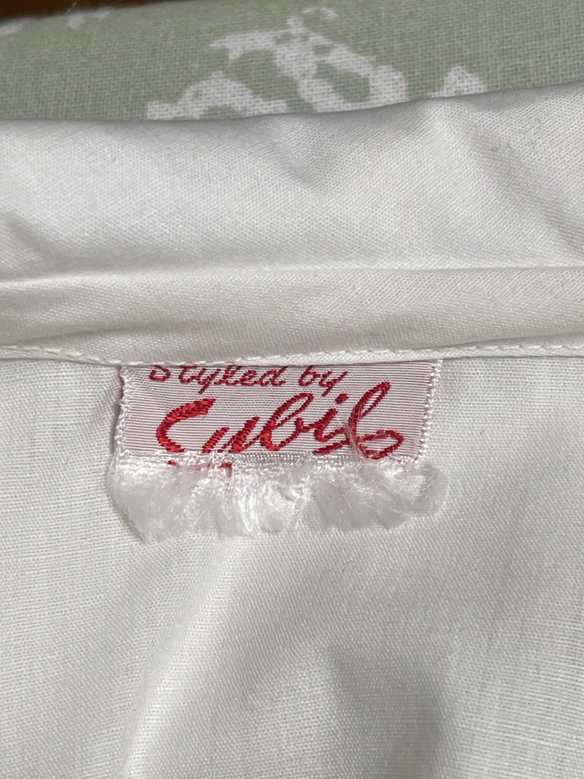 Vintage Sybil White 3/4 Sleeve Blouse Round Collar Detachable Sash Tie Front