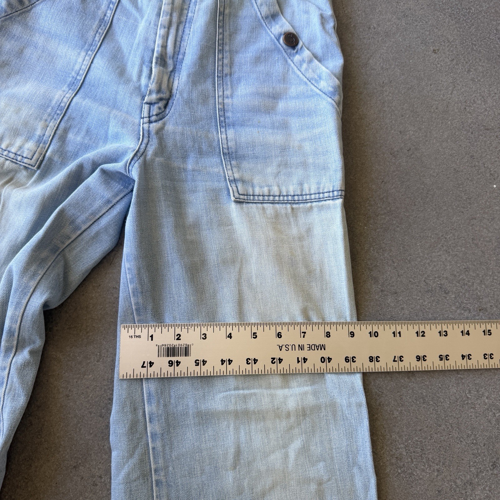 Vintage 60s 70s Women’s Flare Bell Bottom Light Wash Denim Jeans 24×31 Disco