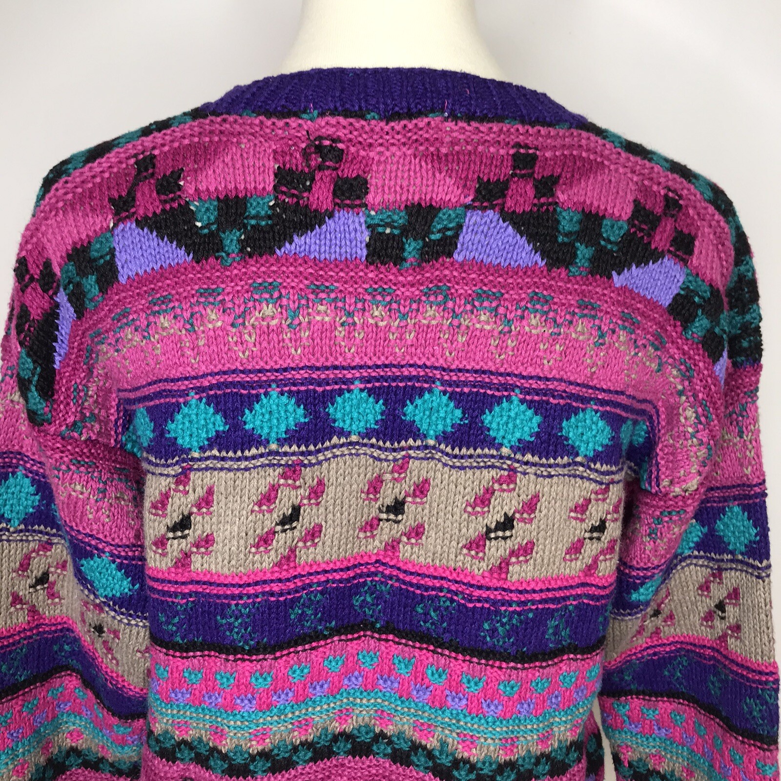 Vintage Robert Scott Ltd. Sweater Multicolor Fairy Kei Kawaii Ramie Cotton L