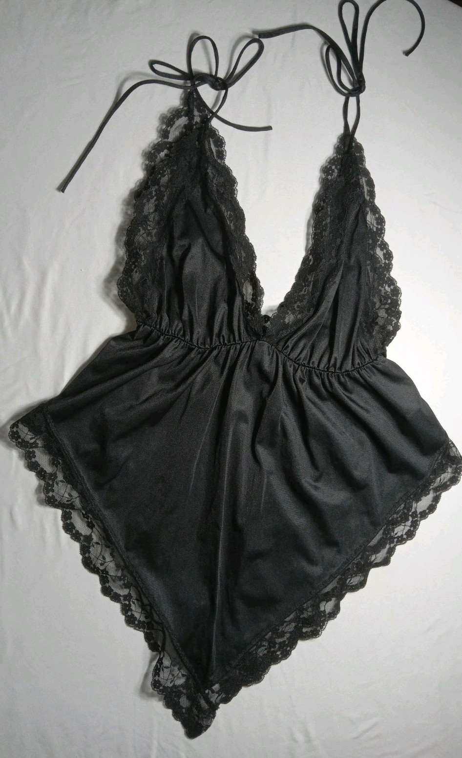 Vintage Undercover Wear Teddy/Basque Black Sz Med, Tie Shoulders, USA
