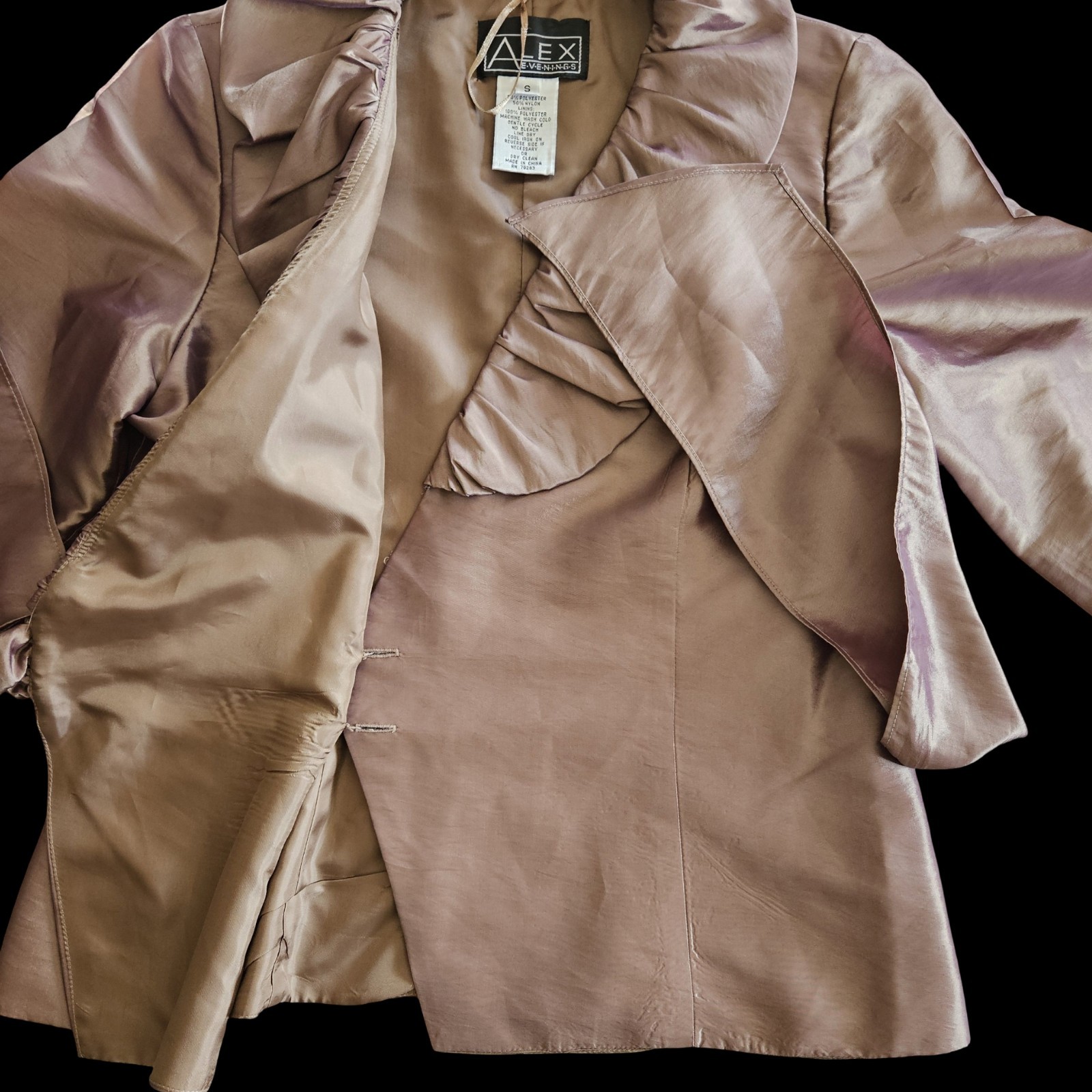 Vintage Alex Evenings Iridescent Taupe Purple Taffeta Wrap Blouse Top Size Small