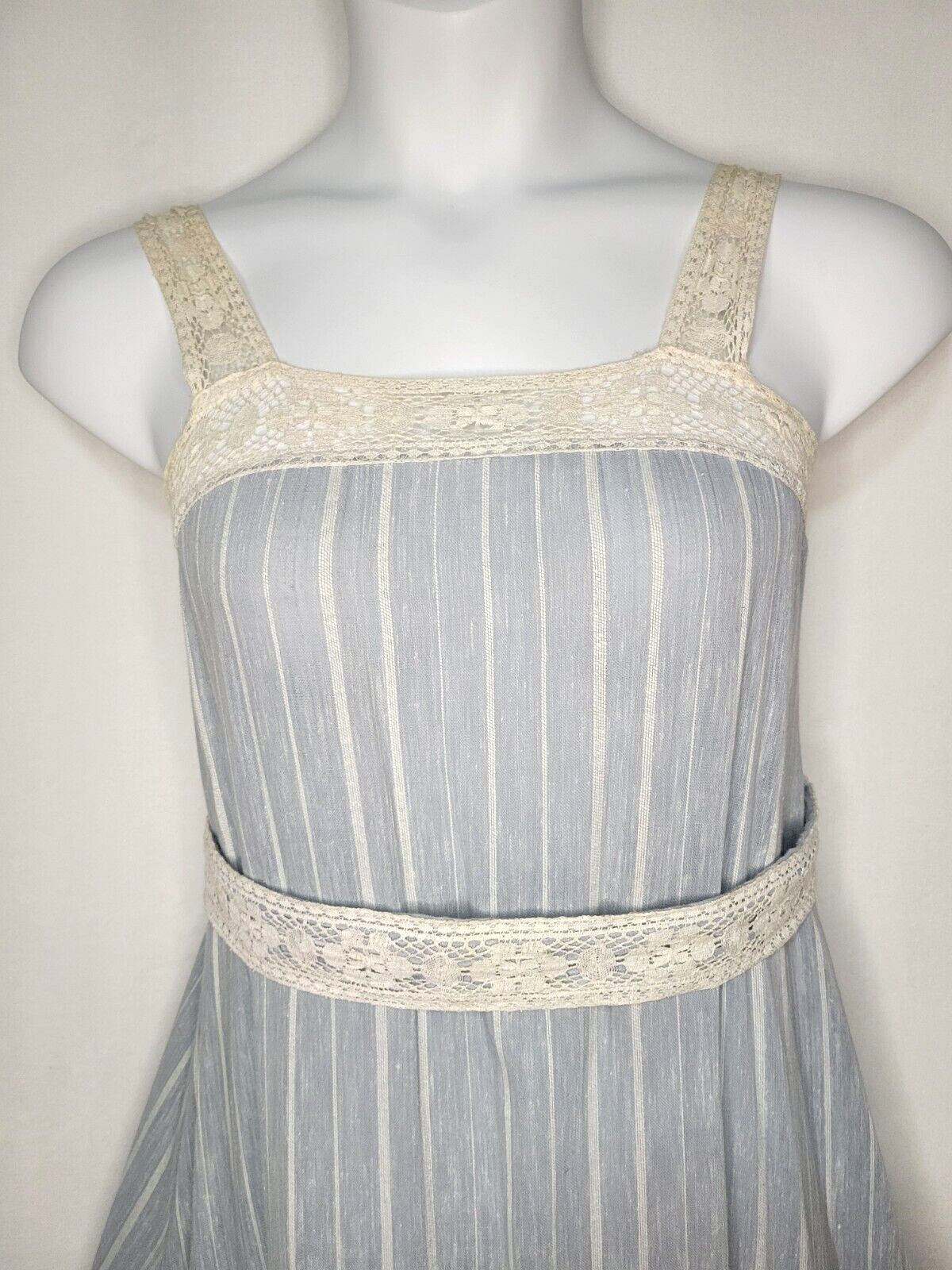 VTG 70’s Blue Tiered Prairie Maxi Dress Trivia By Charm Cottage See Measurements