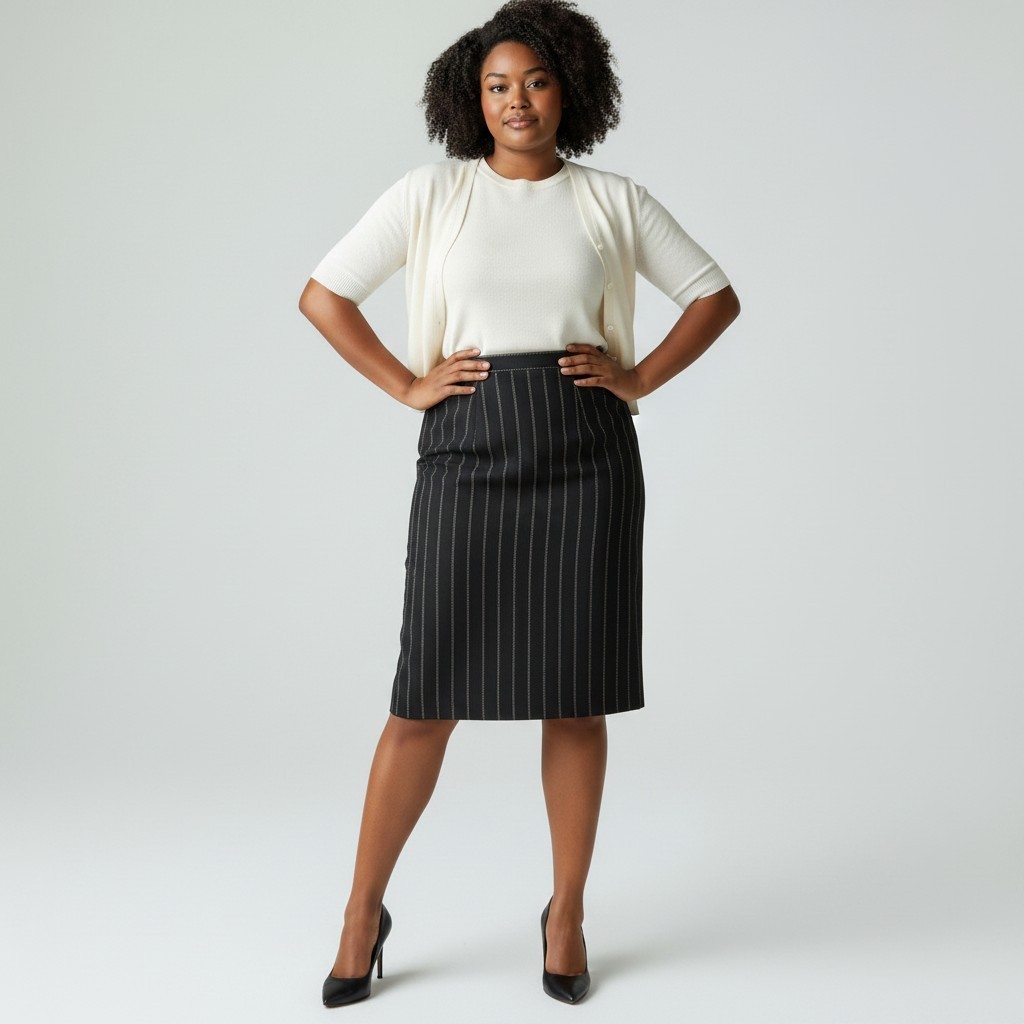 Vintage Escada Margaretha Ley Black Pinstripe Wool Skirt EU 44 AU 16 Lined