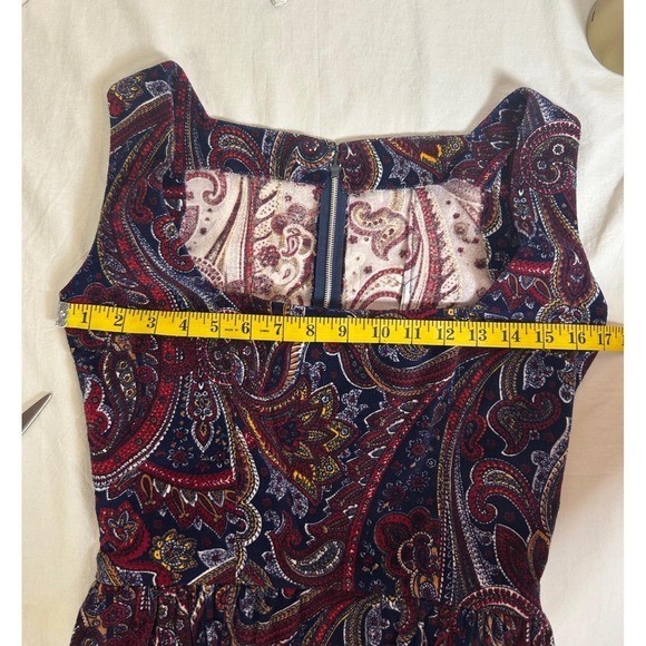 Vintage Bohemian Paisley Tapestry Maxi Dress Small Sleeveless 70s Aesthetic Red