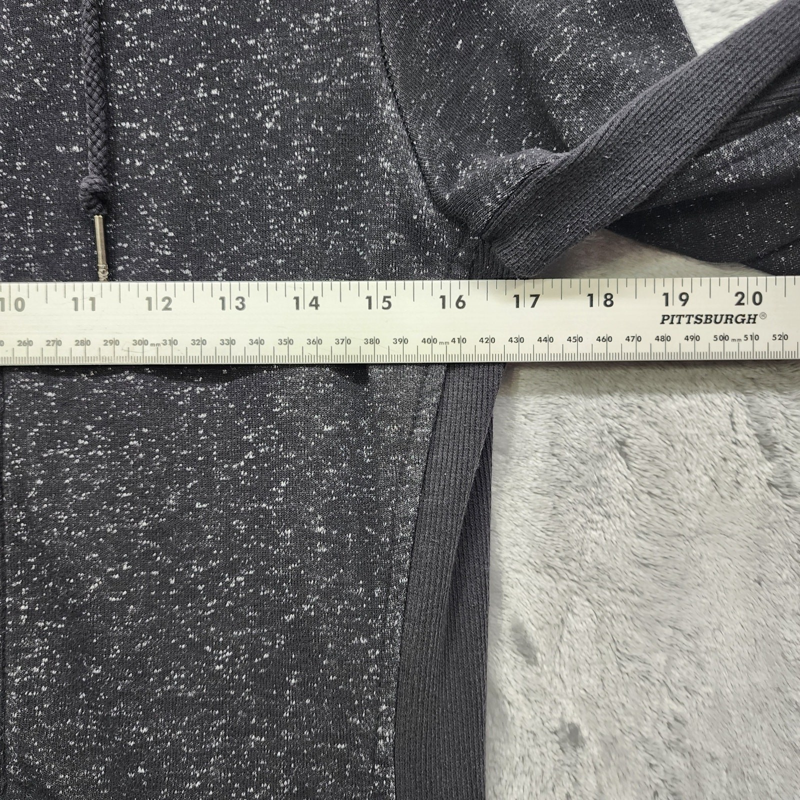 Vintage Fox Racing Jacket Women L Black Speckled Knit Button Front Hooded Casual