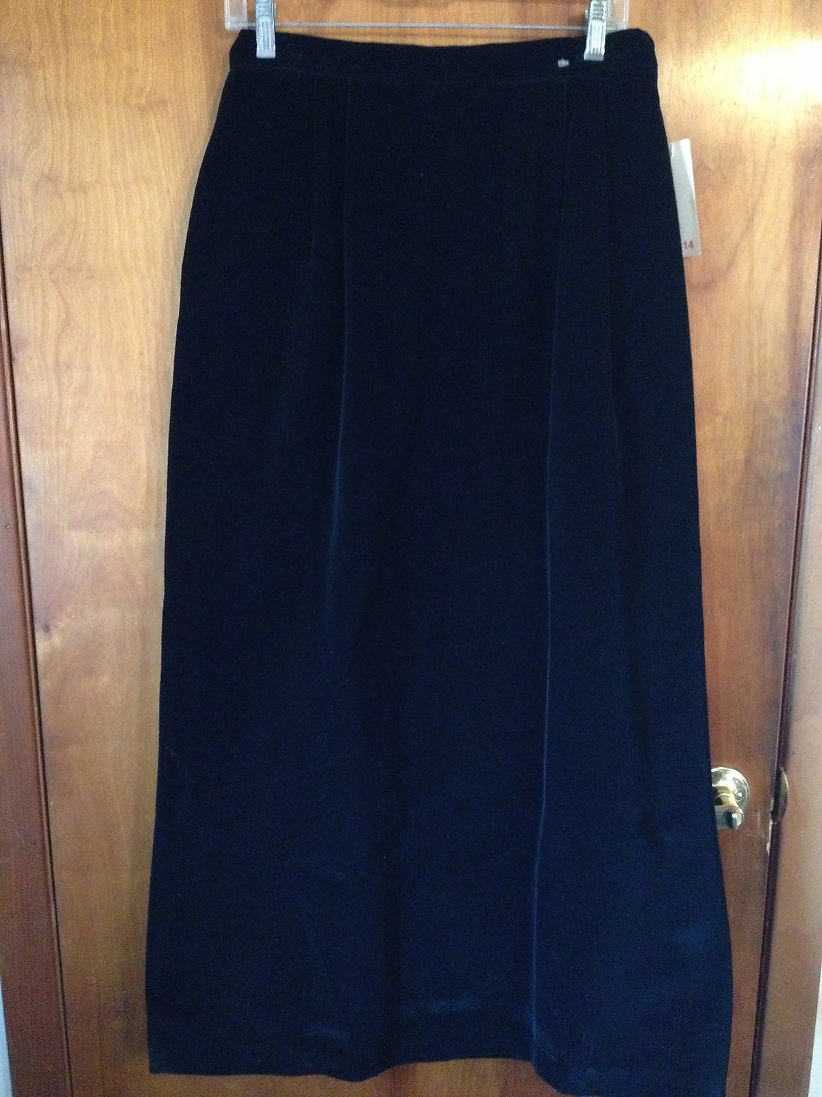 Lloyd Williams Vintage Skirt Black Velvet Cotton Maxi Skirt Size 14 NWT