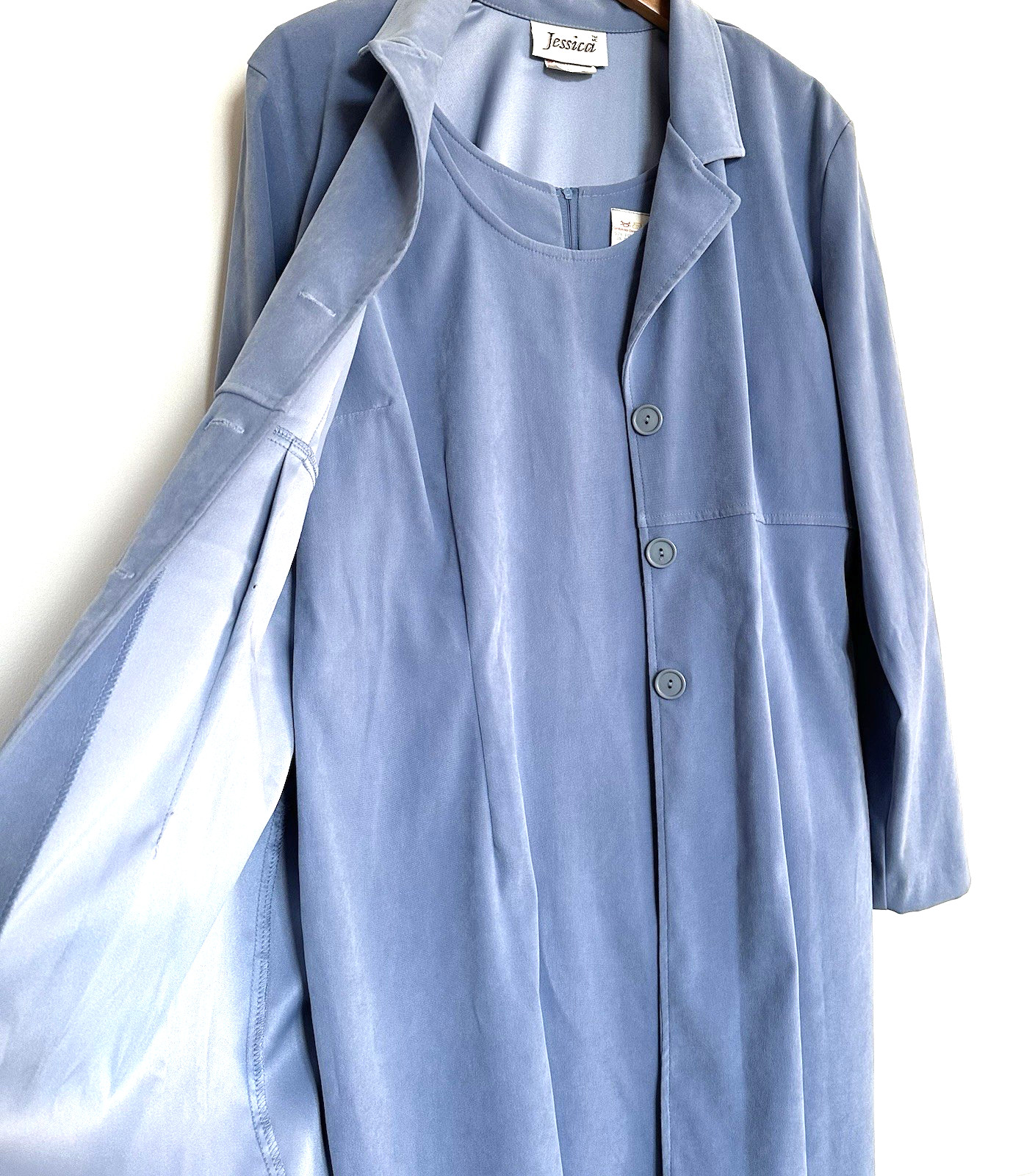 Womens’s shift dress matching coat size 18 NOS blue classic career READ