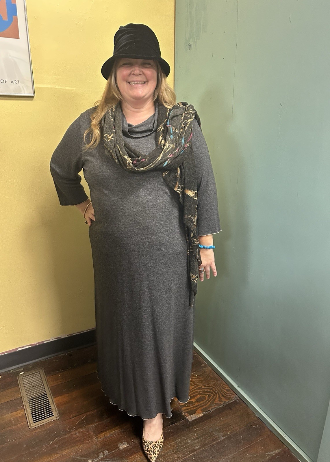 Vintage 90s Heathered Gray Maxi Dress Size XXL
