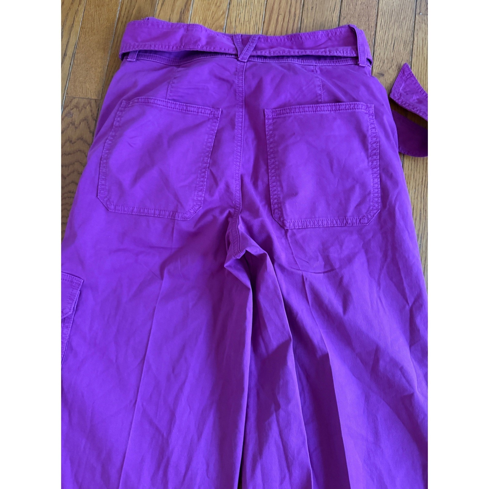 Veronica Beard Jeans Belisa Wide Leg High Rise Cargo Pants Magenta Size 26