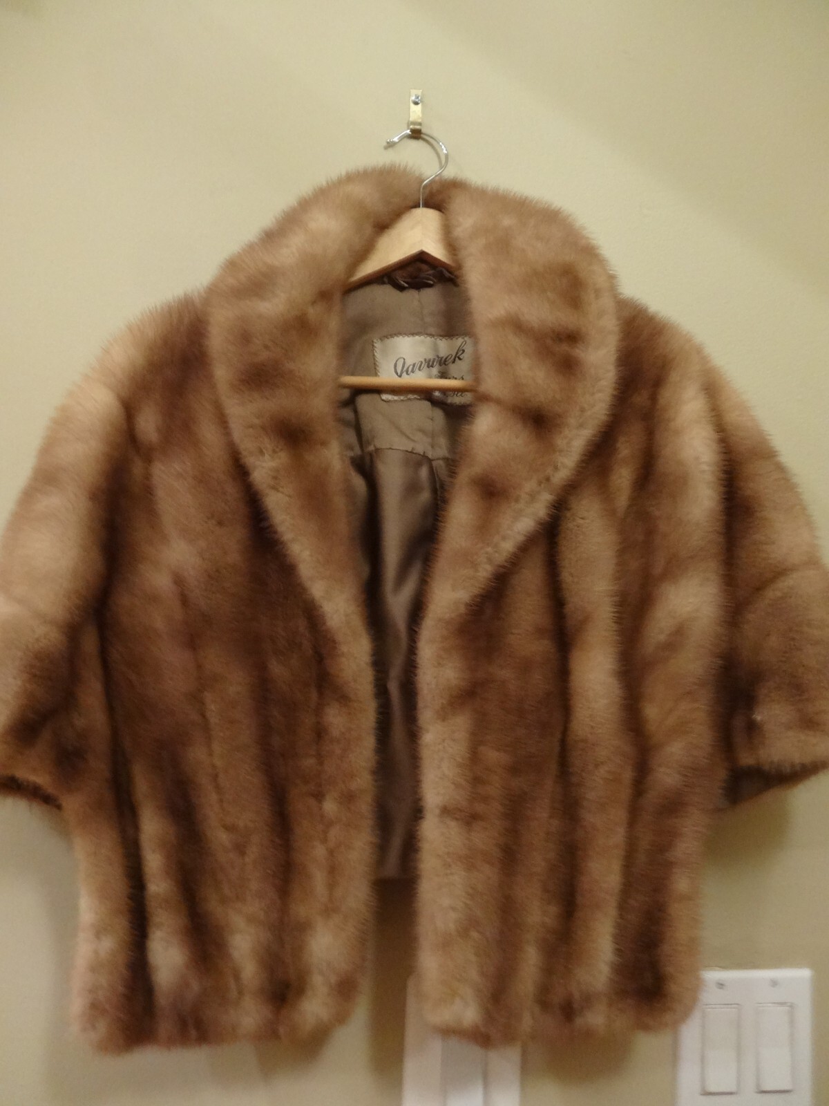 Genuine Light Brown Mink Fur Stole Cape