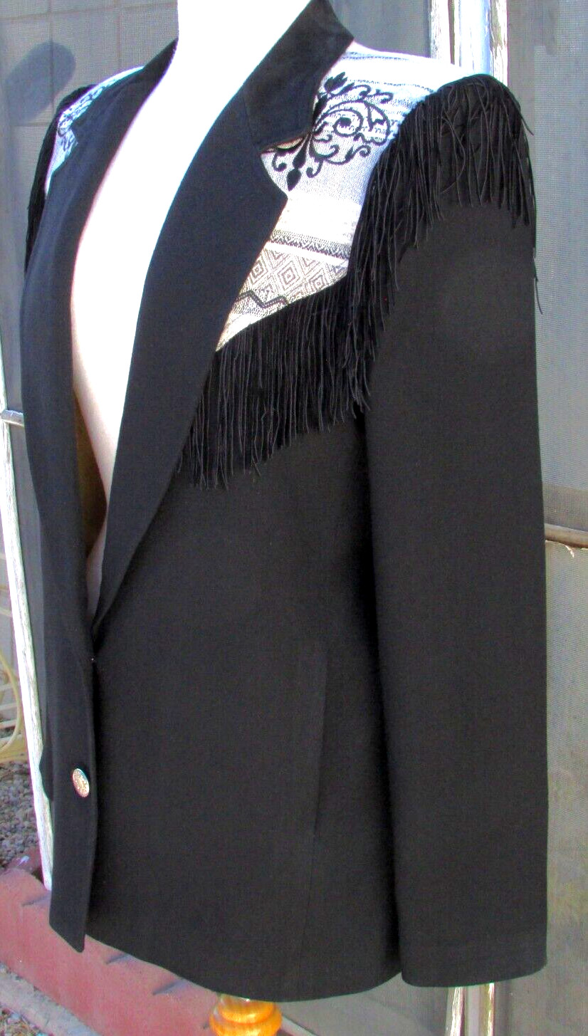 Vintage 80’s Criscione Jacket Black Western Fringed-XS