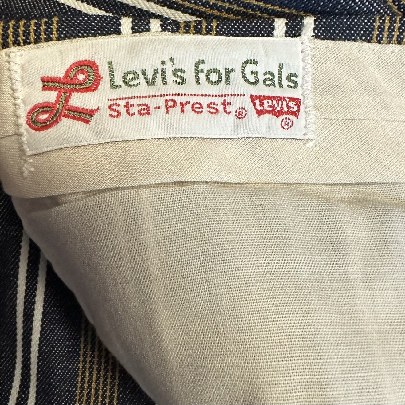 Vtg Levi’s for Gals Sta-Prest Big E Striped Wide Leg Pants Jeans 28″ Waist NOS
