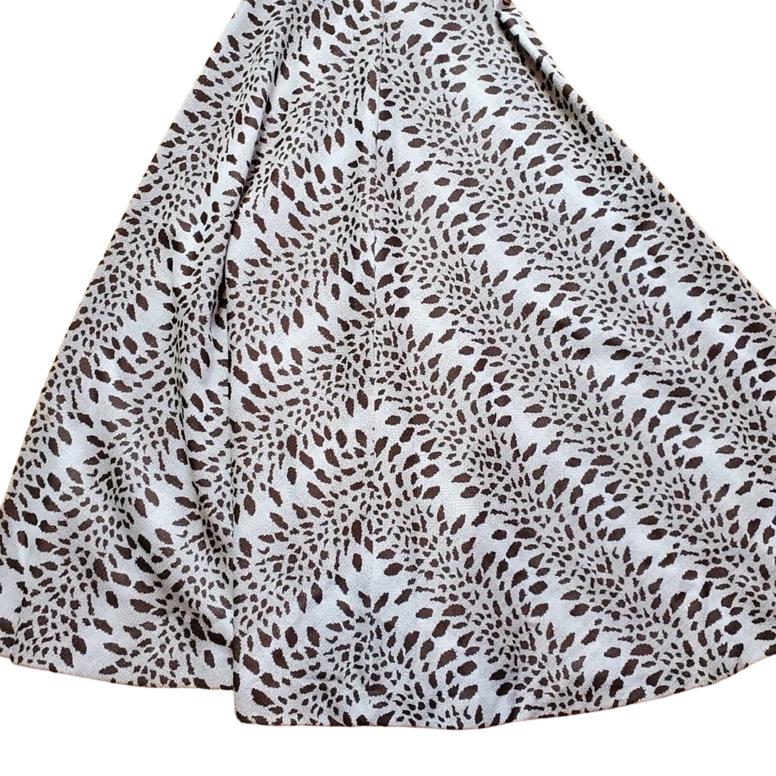 Vintage 70’s 80’s Gray Brown Cheetah Leopard Print Pattern Maxi Dress Gown