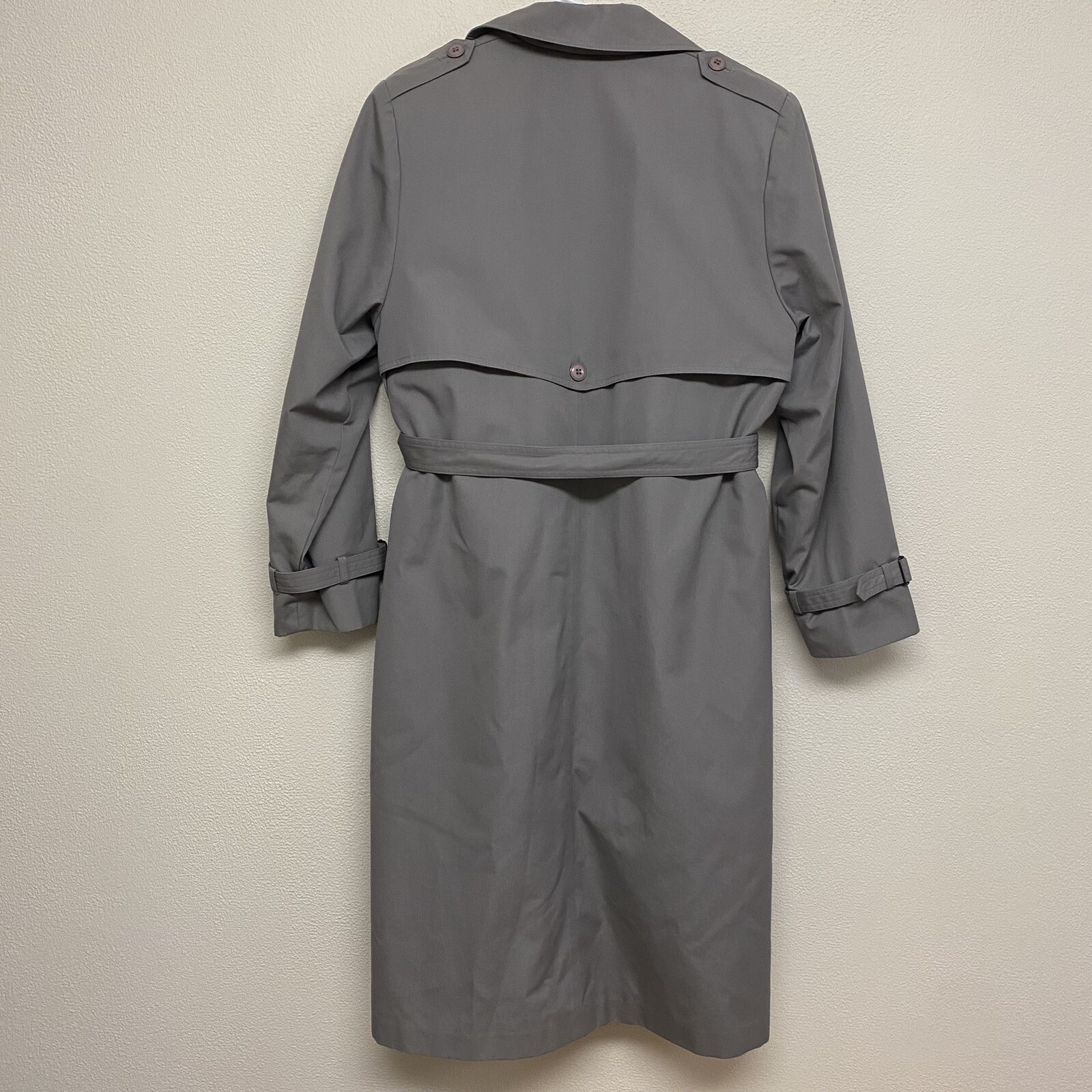 Vintage Fleet Street Trench Rain Coat Gray Size 10 Button Up Wool Blend Liner