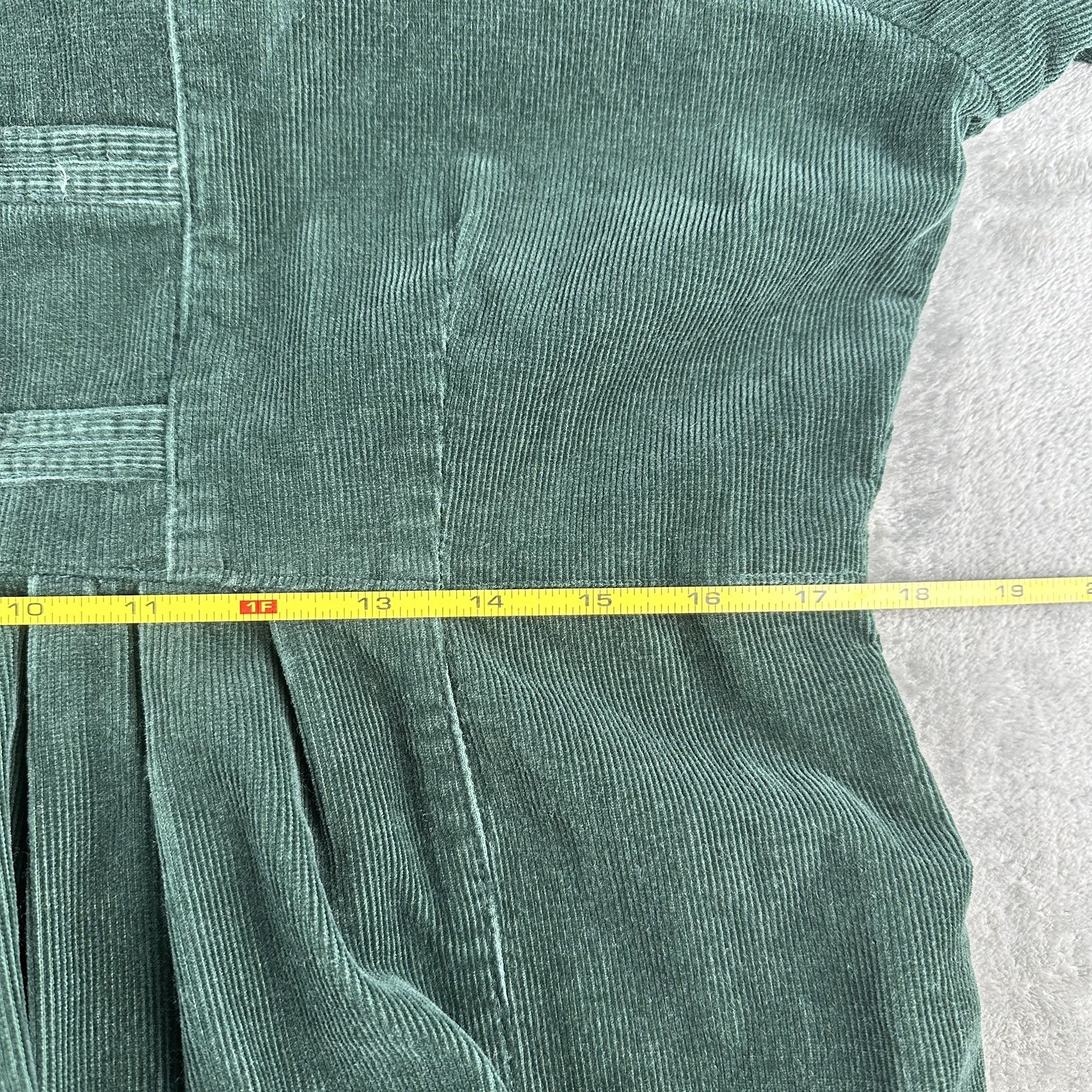 Vintage Corduroy Green Midi 10P Dress Renaissance Festival Prairie Boho Cottage