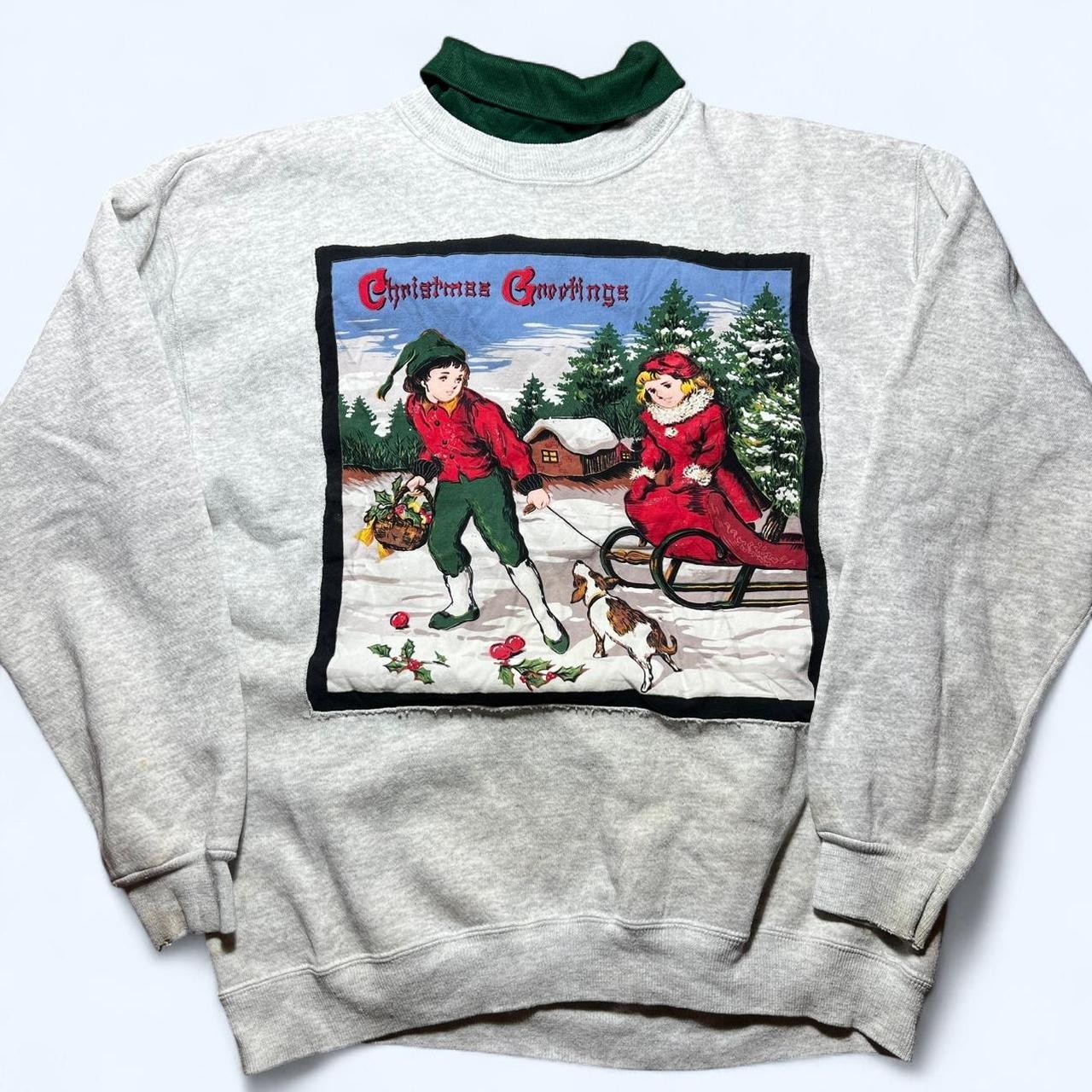 Vintage 90s Christmas Sweater Crewneck on Hanes Tag, Size Large